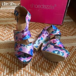 Whitney Sandal Heels multi-color print